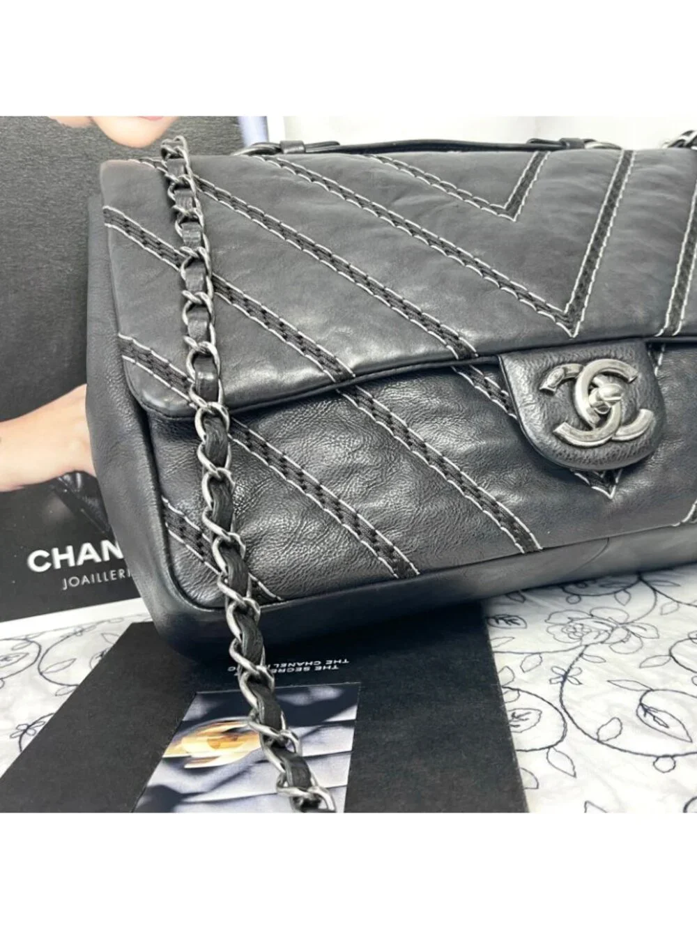 Chanel Double Flap 2-Way Chevron Bag